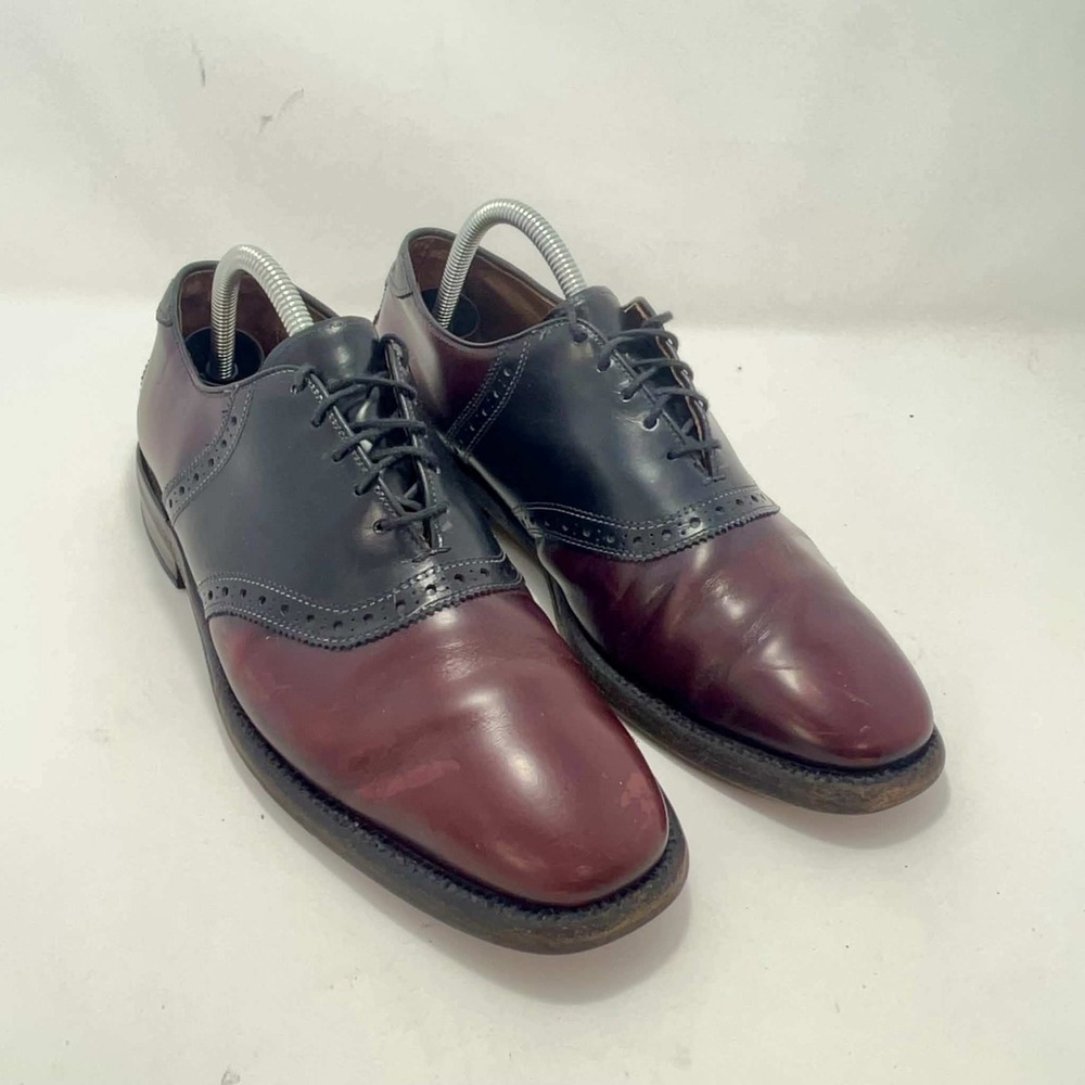 Allen Edmonds Polo Saddle Shoes Mens 8 D Burgundy Black Leather Oxford 2274 USA
